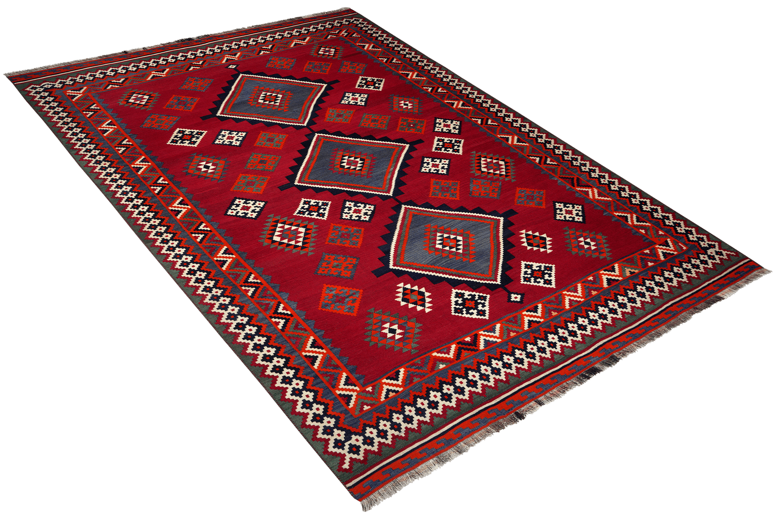 Kelim Gashgai Old — Handmade, 190x264 cm, Red, 100% Virgin Wool | View 4