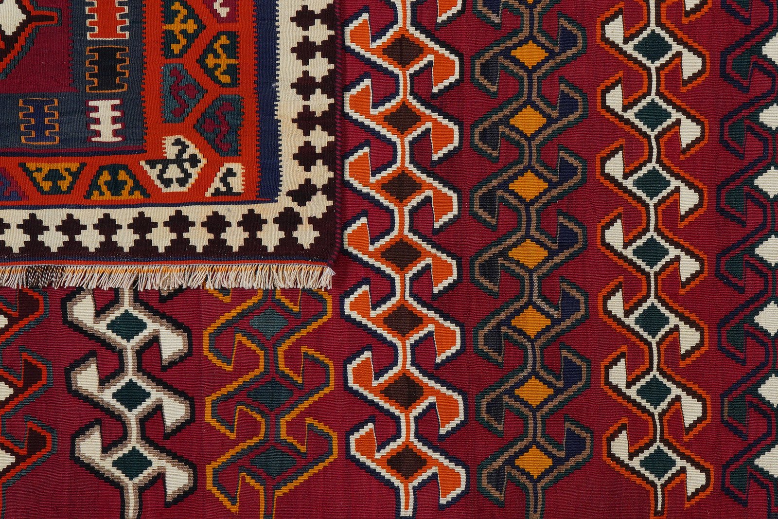Kelim Gashgai Old — Handmade, 163x254 cm, Red, 100% Virgin Wool | View 6