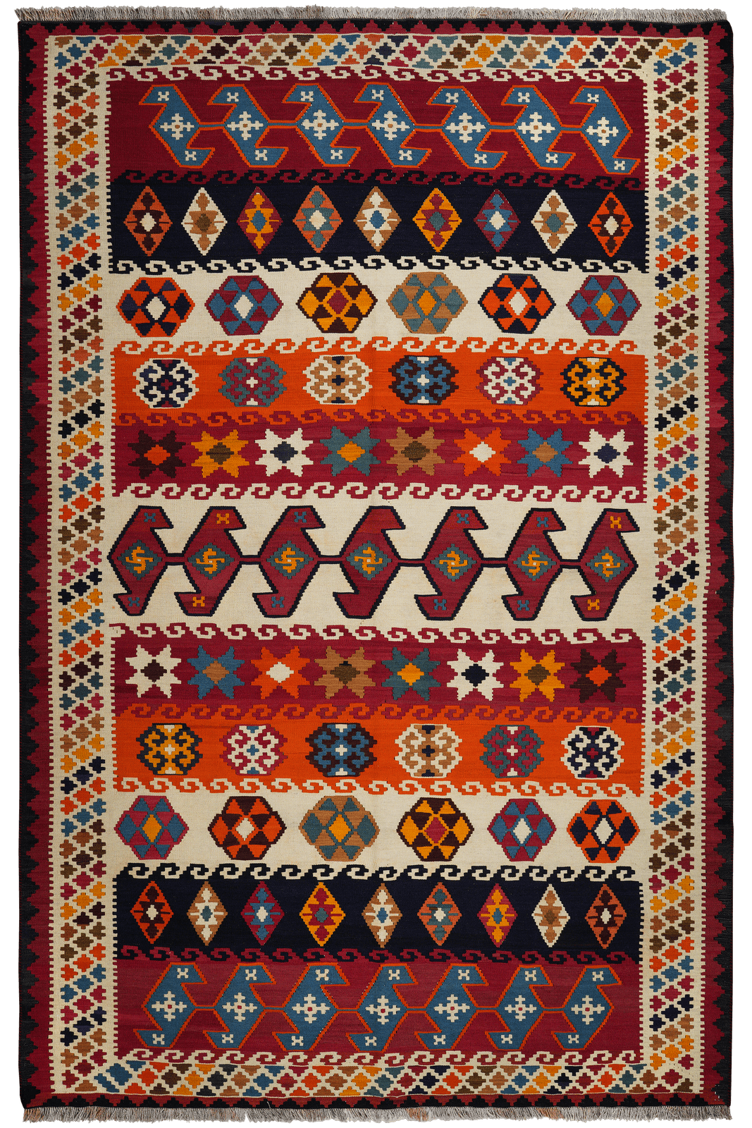 Kelim Gashgai Old — Handmade, 180x280 cm, Multicolor, 100% Virgin Wool | Main view