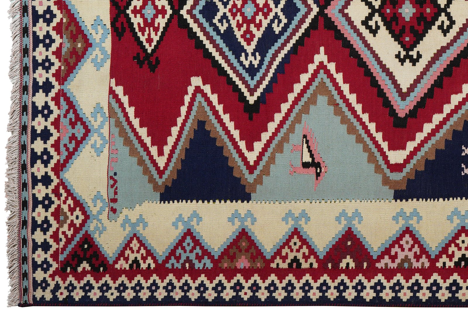 Kelim Gashgai Old — Handmade, 149x242 cm, Red, 100% Virgin Wool | View 3