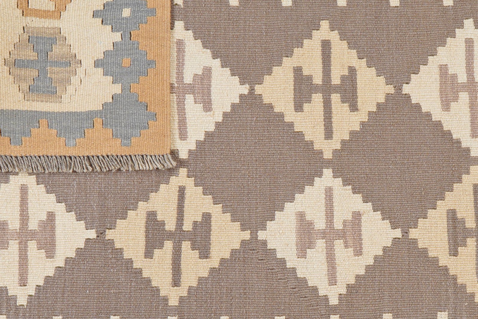 Kelim Gashgai — Handmade, 125x178 cm, Grey, 100% Virgin Wool | View 6