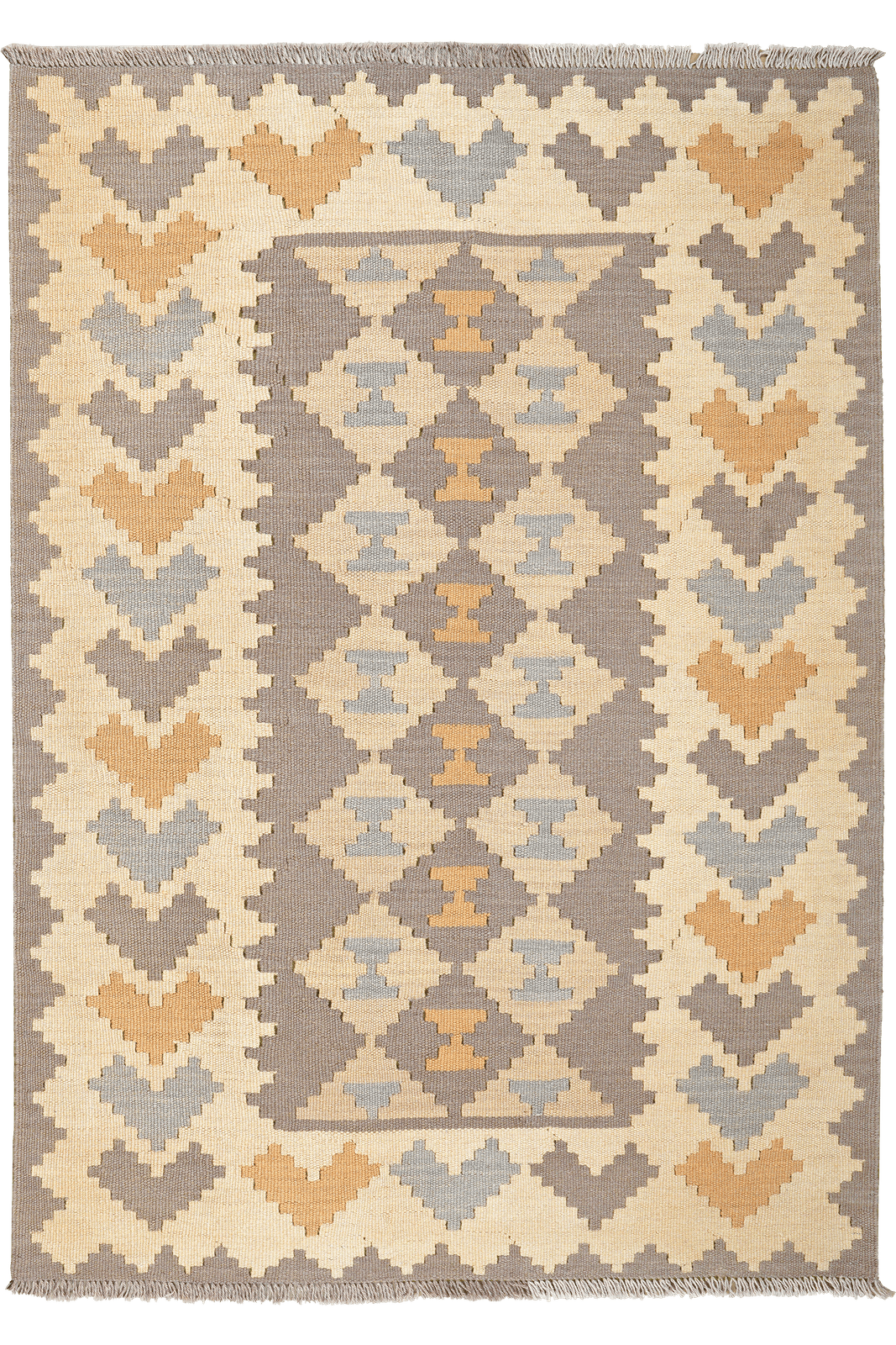 Kelim Gashgai — Handmade, 117x167 cm, Grey, 100% Virgin Wool | Main view