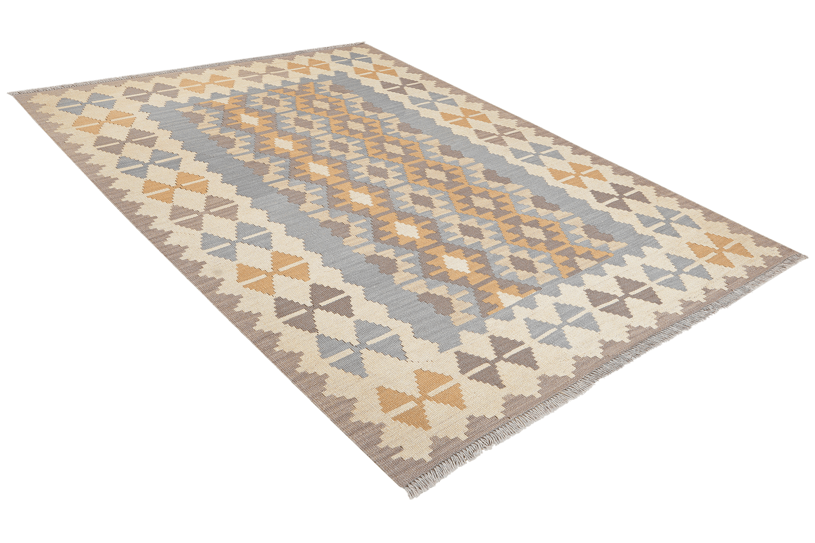 Kelim Gashgai — Handmade, 122x173 cm, Grey, 100% Virgin Wool | View 4