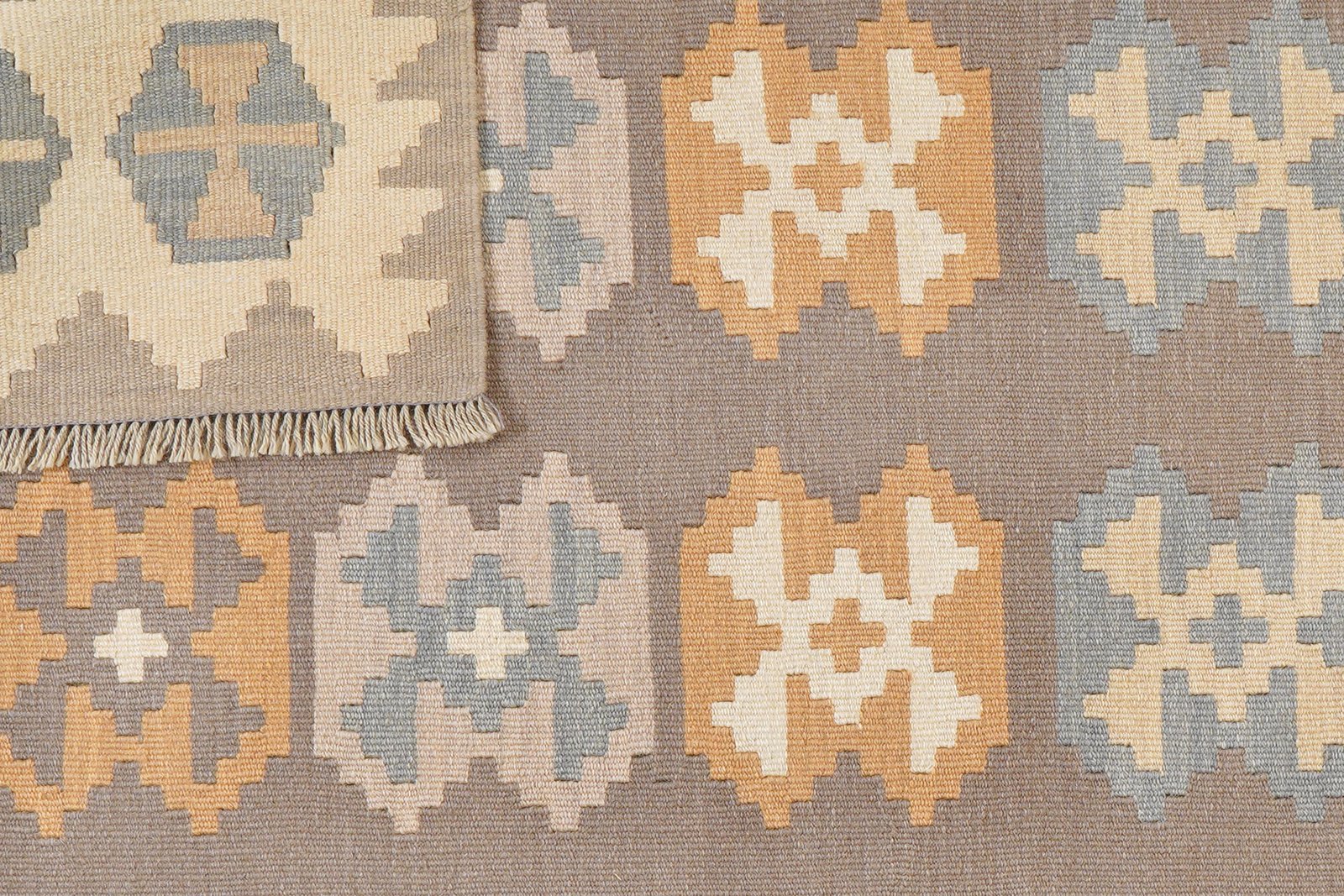 Kelim Gashgai — Handmade, 124x180 cm, Grey, 100% Virgin Wool | View 6