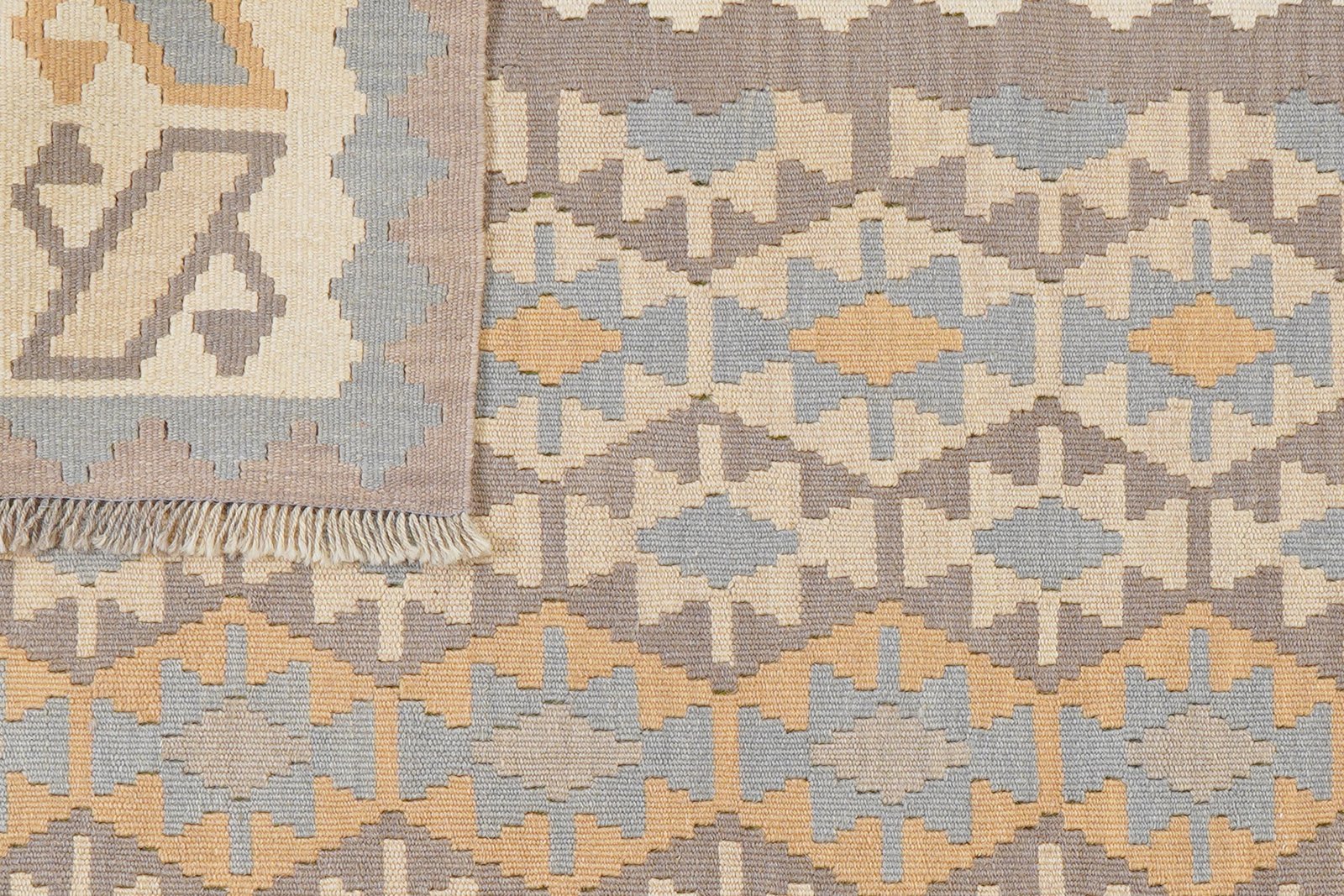 Kelim Gashgai — Handmade, 122x177 cm, Grey, 100% Virgin Wool | View 6