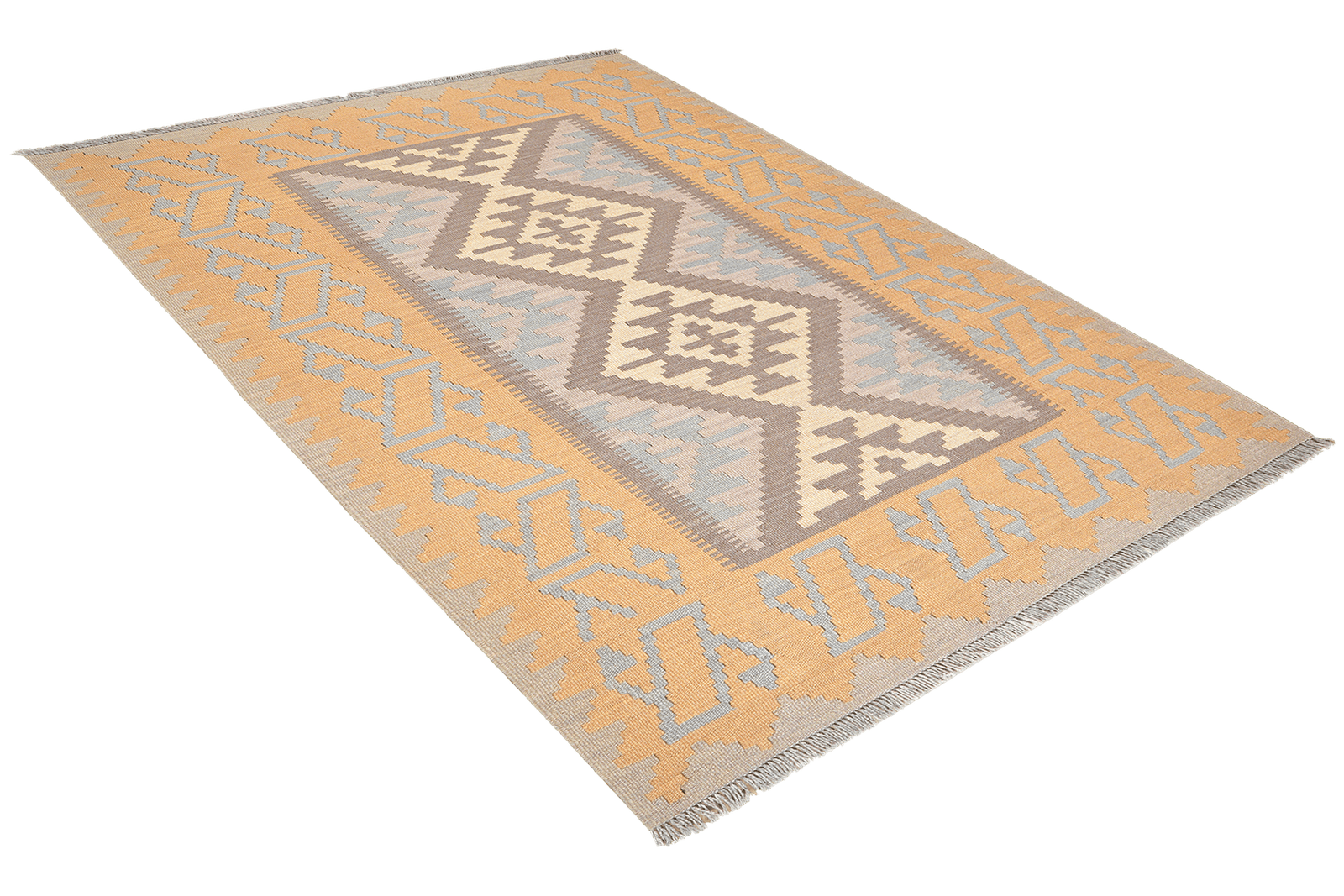 Kelim Gashgai — Handmade, 125x182 cm, Grey, 100% Virgin Wool | View 4