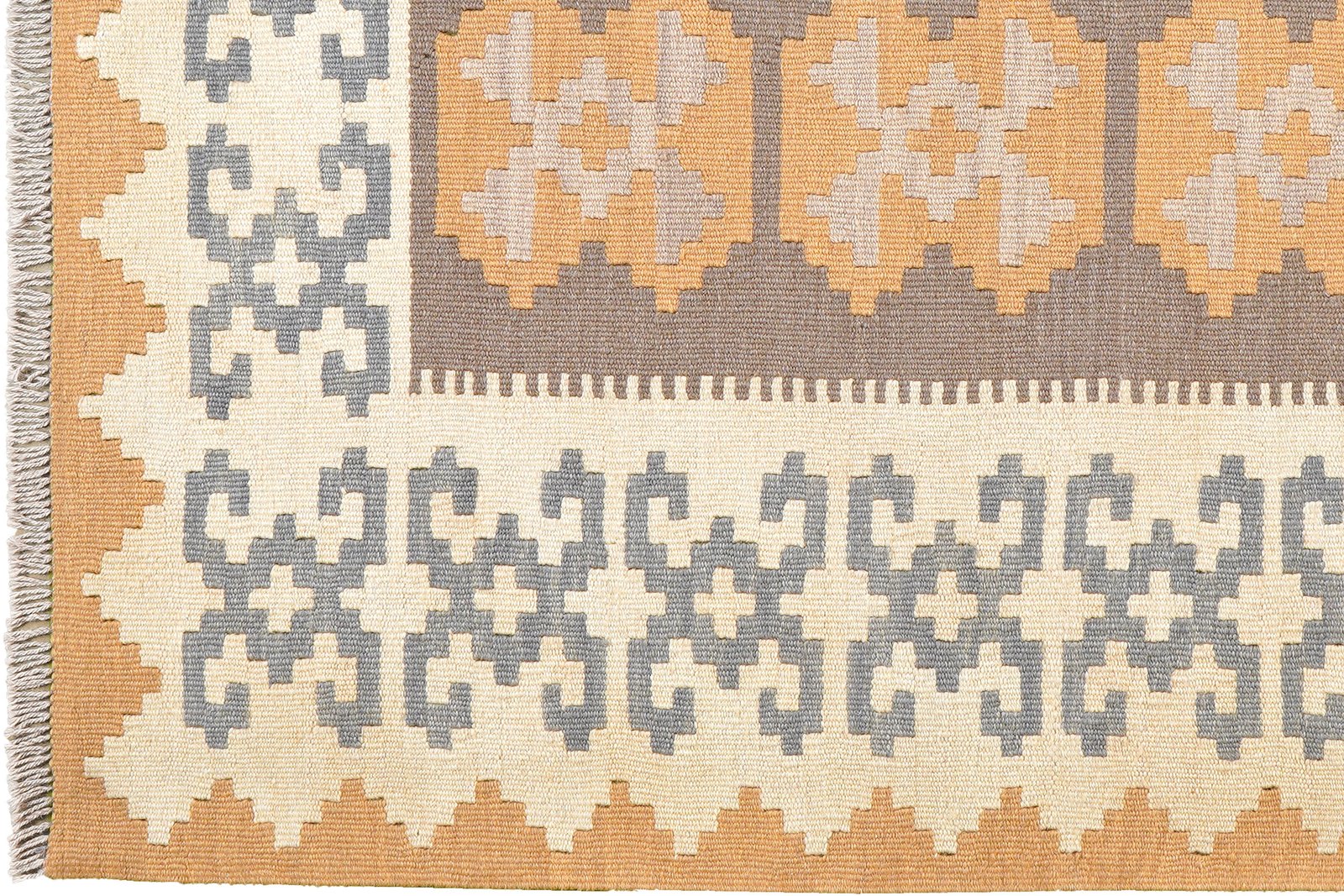 Kelim Gashgai — Handmade, 126x173 cm, Grey, 100% Virgin Wool | View 3
