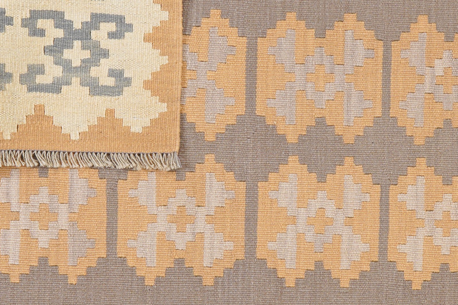 Kelim Gashgai — Handmade, 126x173 cm, Grey, 100% Virgin Wool | View 6