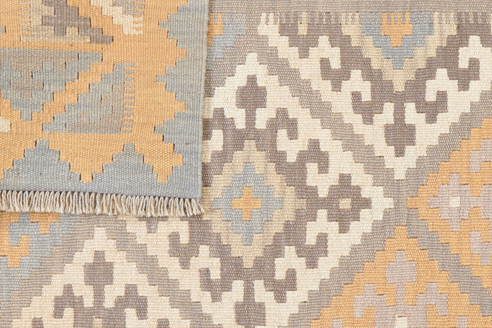 Kelim Gashgai — Handmade, 122x173 cm, Grey, 100% Virgin Wool | View 6