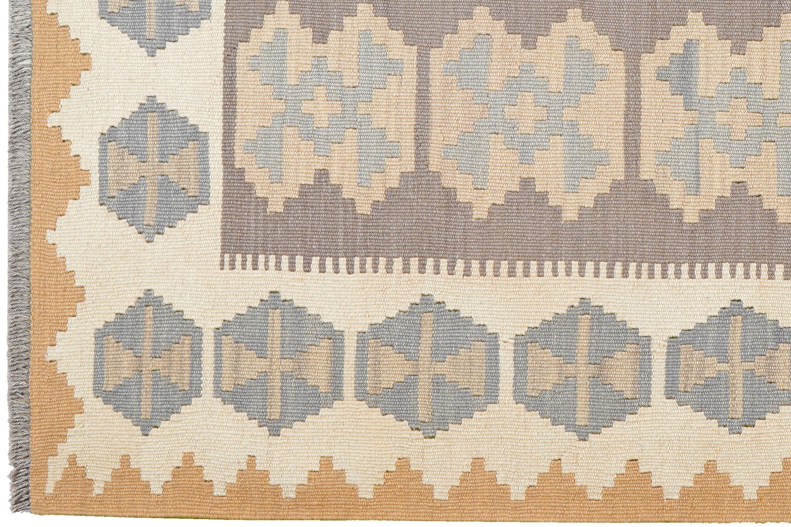 Kelim Gashgai — Handmade, 124x177 cm, Grey, 100% Virgin Wool | View 3