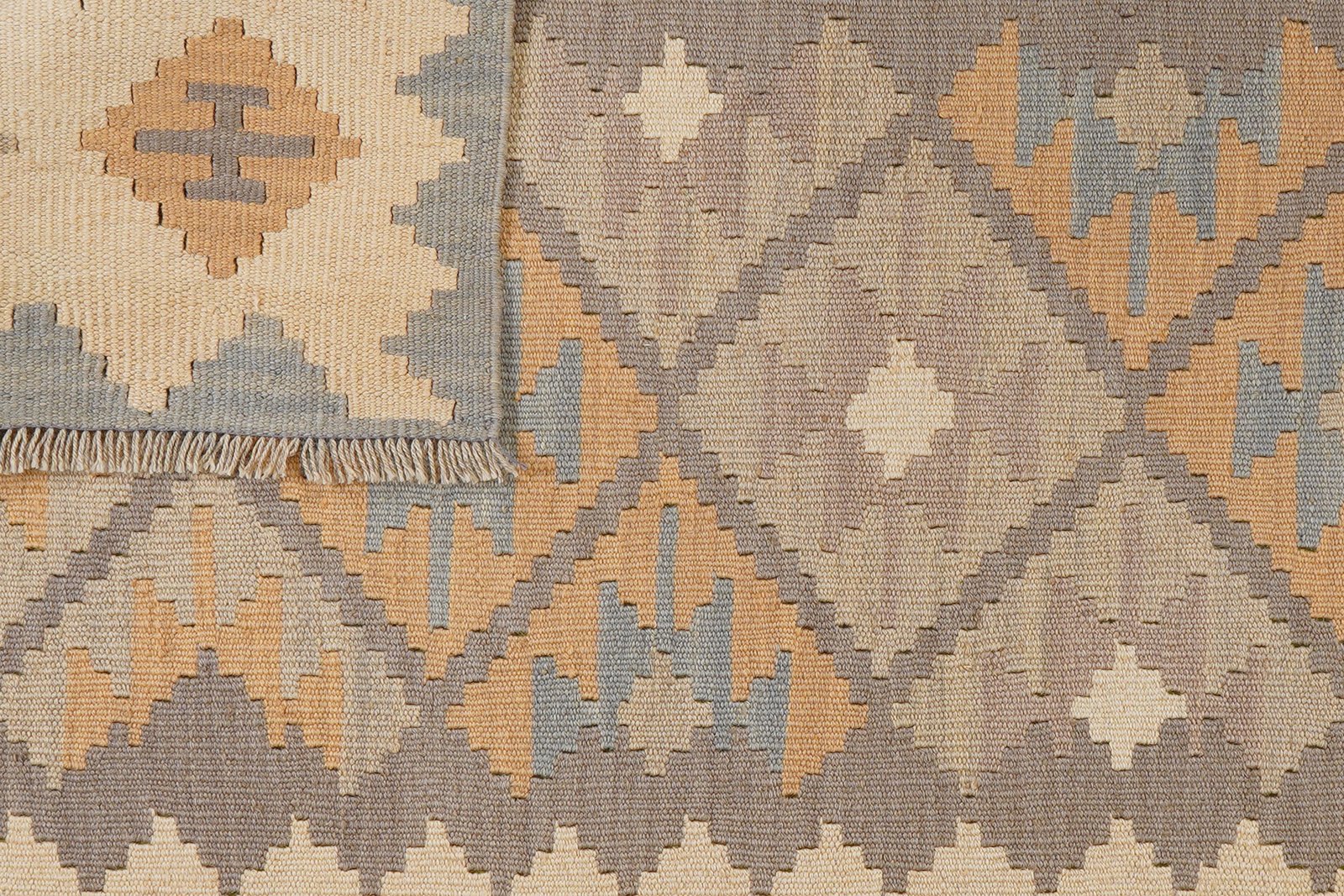 Kelim Gashgai — Handmade, 122x181 cm, Grey, 100% Virgin Wool | View 6