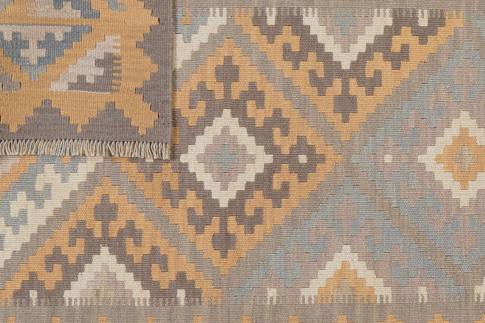 Kelim Gashgai — Handmade, 120x181 cm, Grey, 100% Virgin Wool | View 6