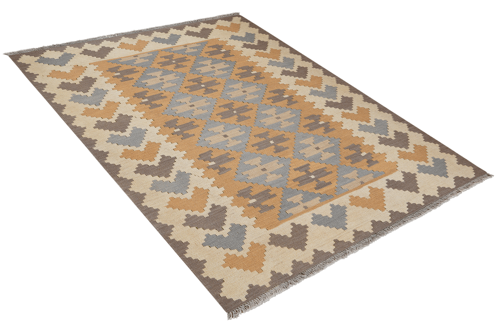 Kelim Gashgai — Handmade, 144x189 cm, Yellow, 100% Virgin Wool | View 4