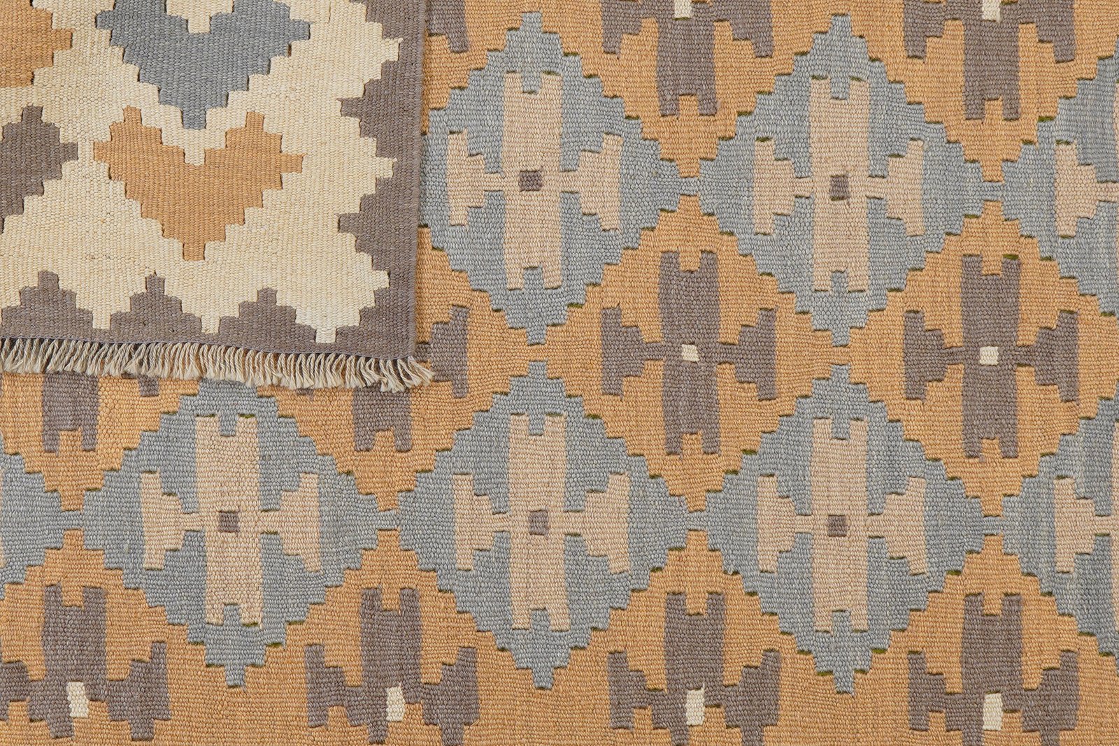 Kelim Gashgai — Handmade, 144x189 cm, Yellow, 100% Virgin Wool | View 6