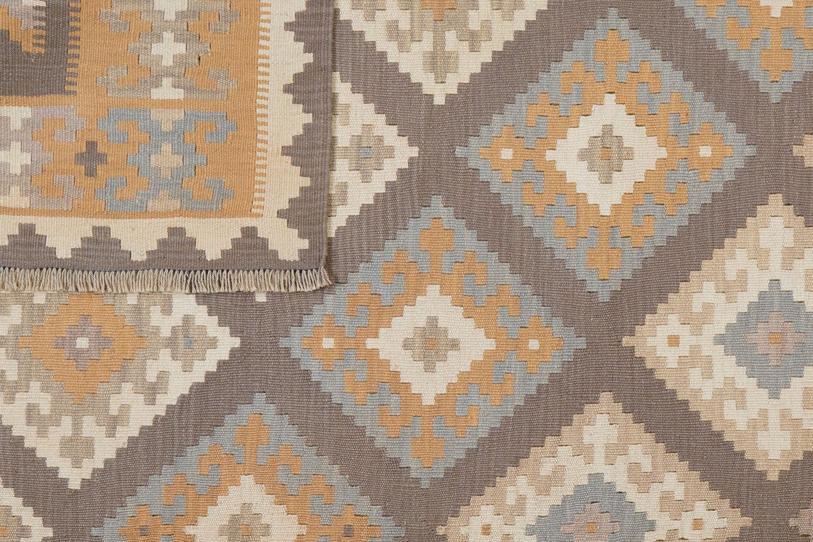 Kelim Gashgai — Handmade, 185x246 cm, Grey, 100% Virgin Wool | View 6
