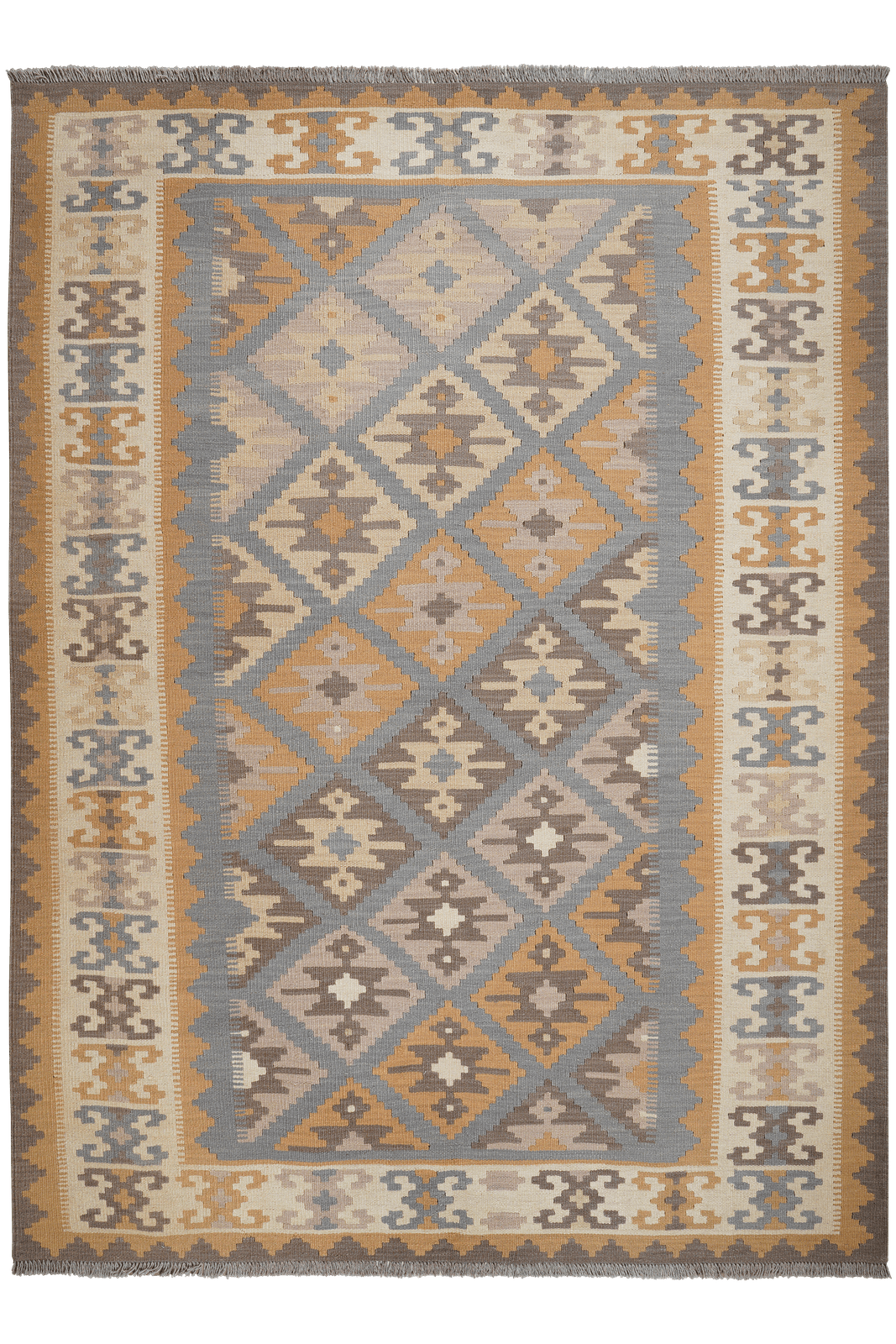Kelim Gashgai — Handmade, 180x246 cm, Grey, 100% Virgin Wool | Main view