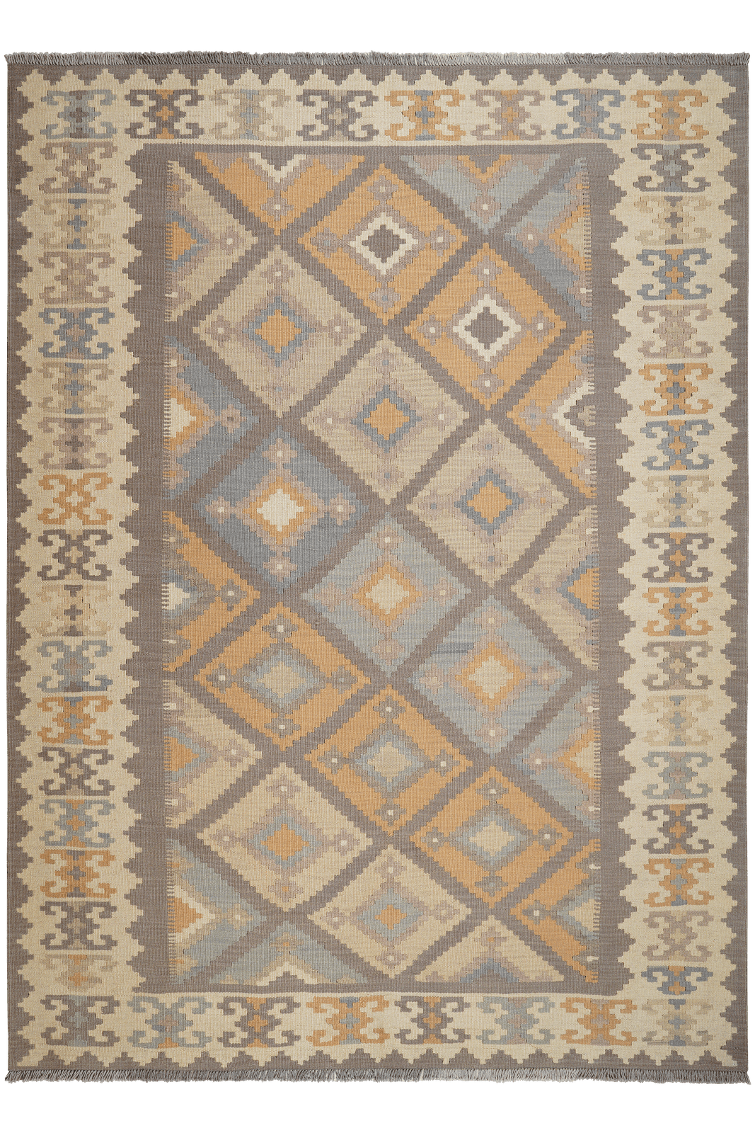 Kelim Gashgai — Handmade, 178x245 cm, Grey, 100% Virgin Wool | Main view
