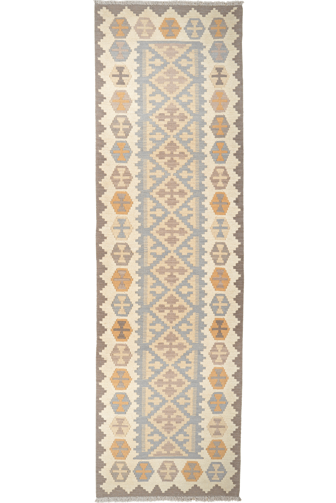 Kelim Gashgai — Handmade, 81x300 cm, Grey, 100% Virgin Wool | Main view