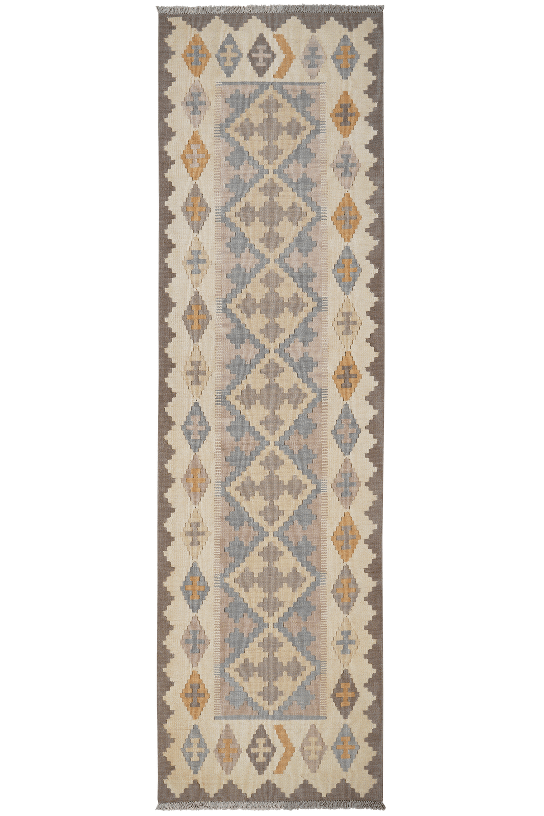 Kelim Gashgai — Handmade, 80x290 cm, Grey, 100% Virgin Wool | Main view