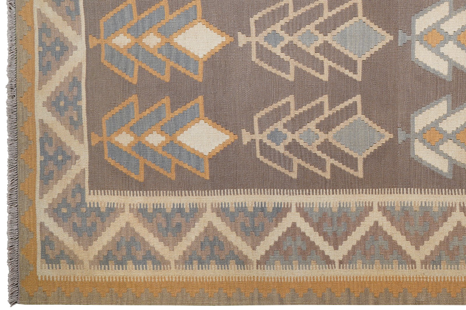 Kelim Gashgai — Handmade, 197x286 cm, Grey, 100% Virgin Wool | View 3