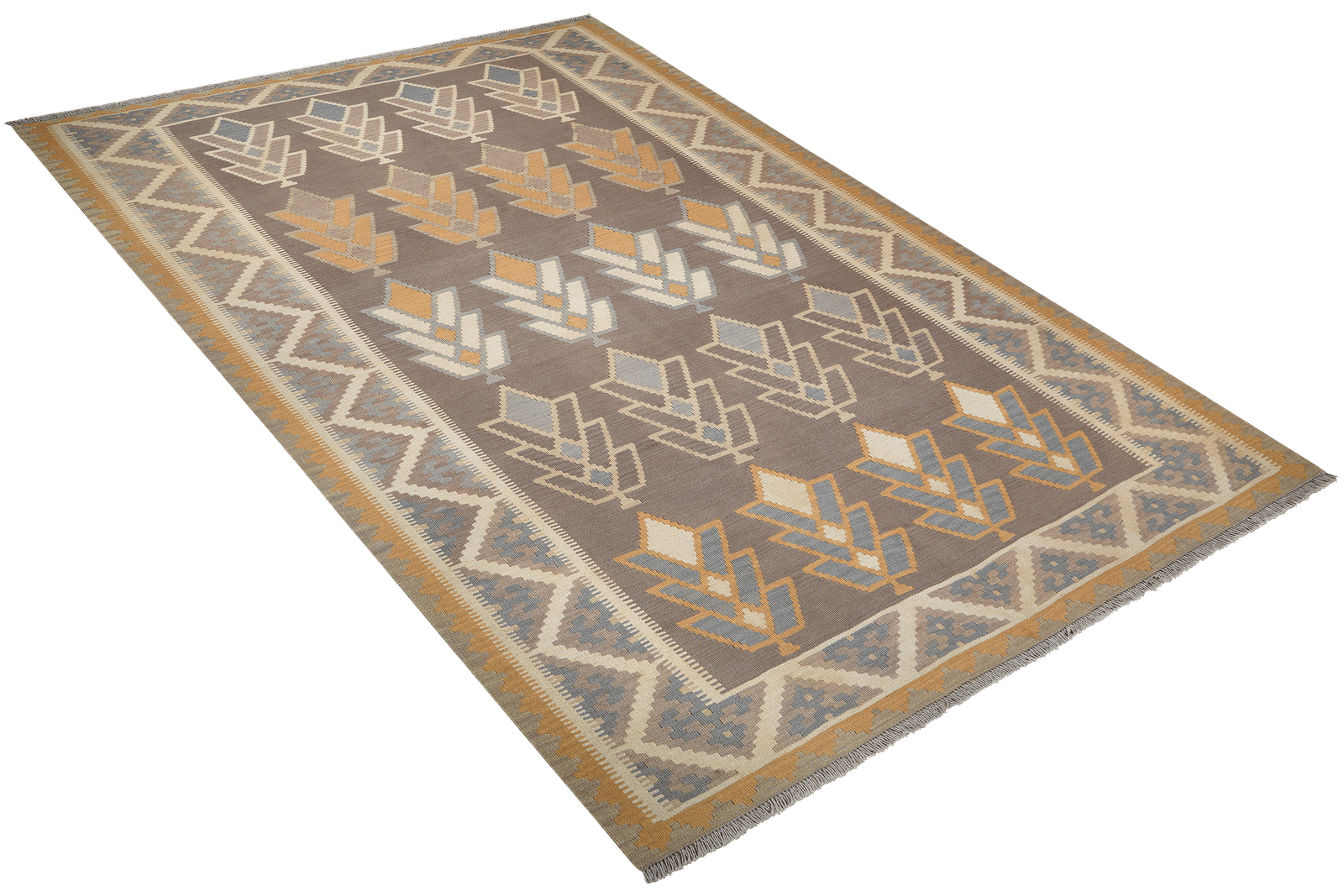 Kelim Gashgai — Handmade, 197x286 cm, Grey, 100% Virgin Wool | View 4