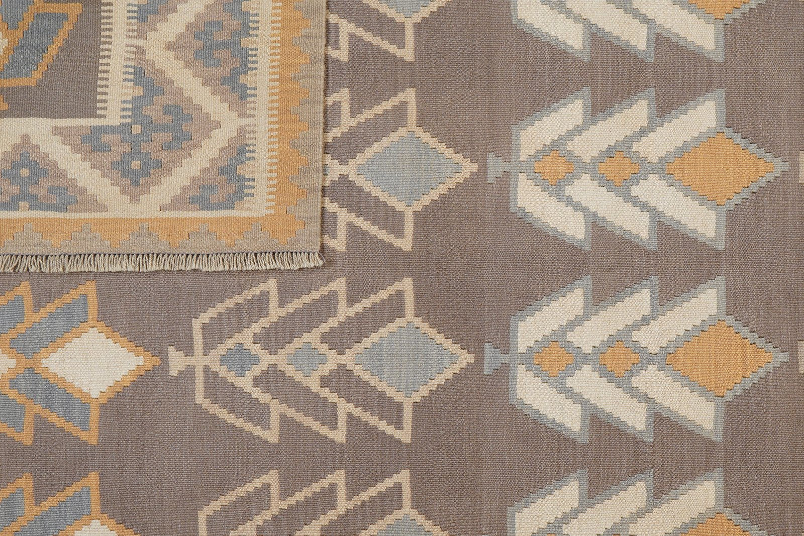 Kelim Gashgai — Handmade, 197x286 cm, Grey, 100% Virgin Wool | View 6