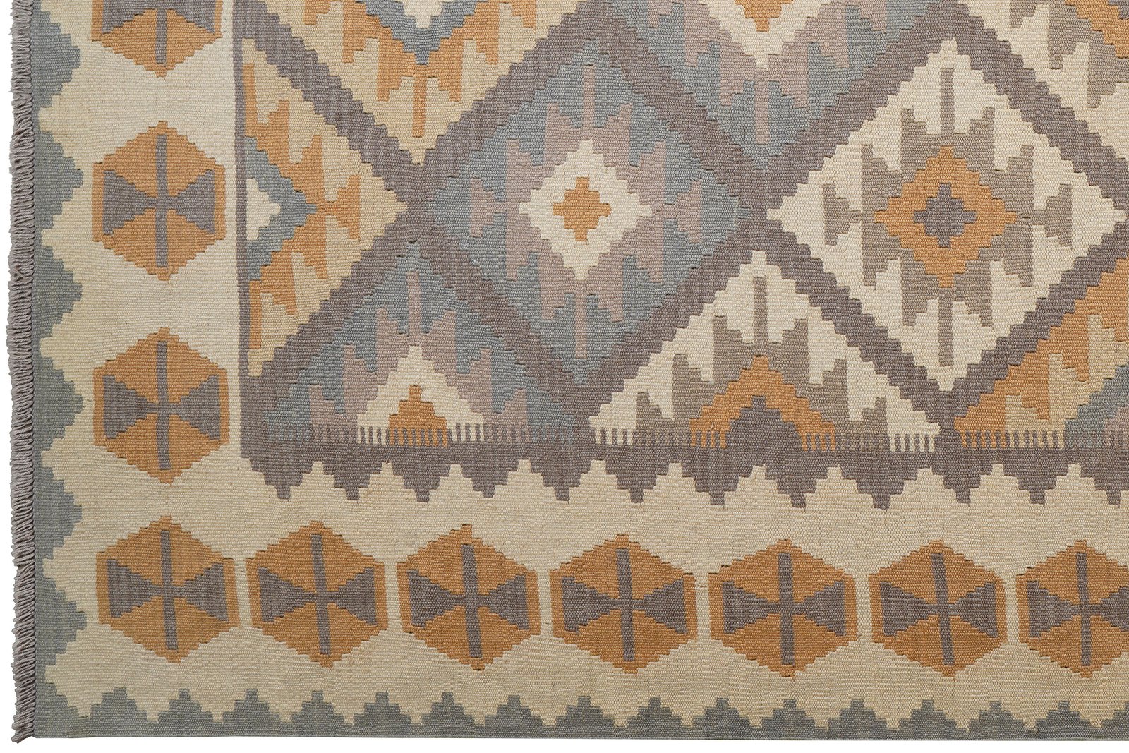 Kelim Gashgai — Handmade, 196x302 cm, Grey, 100% Virgin Wool | View 3