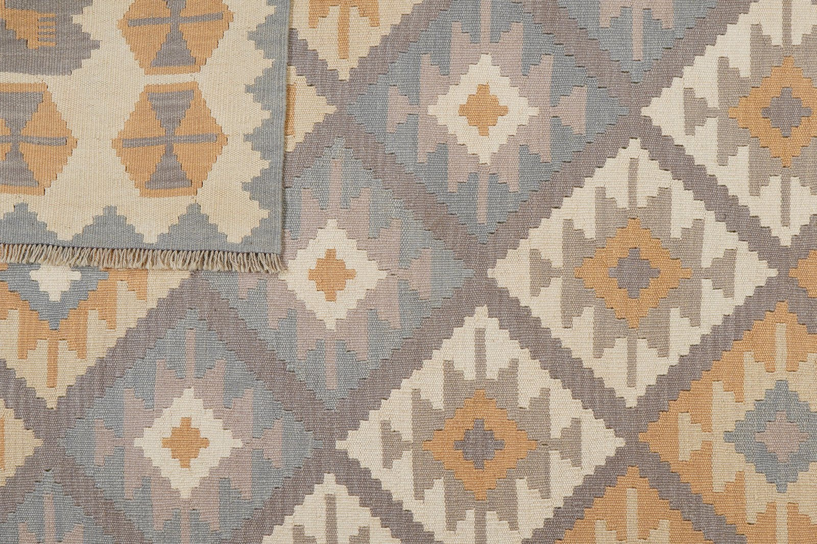 Kelim Gashgai — Handmade, 196x302 cm, Grey, 100% Virgin Wool | View 6