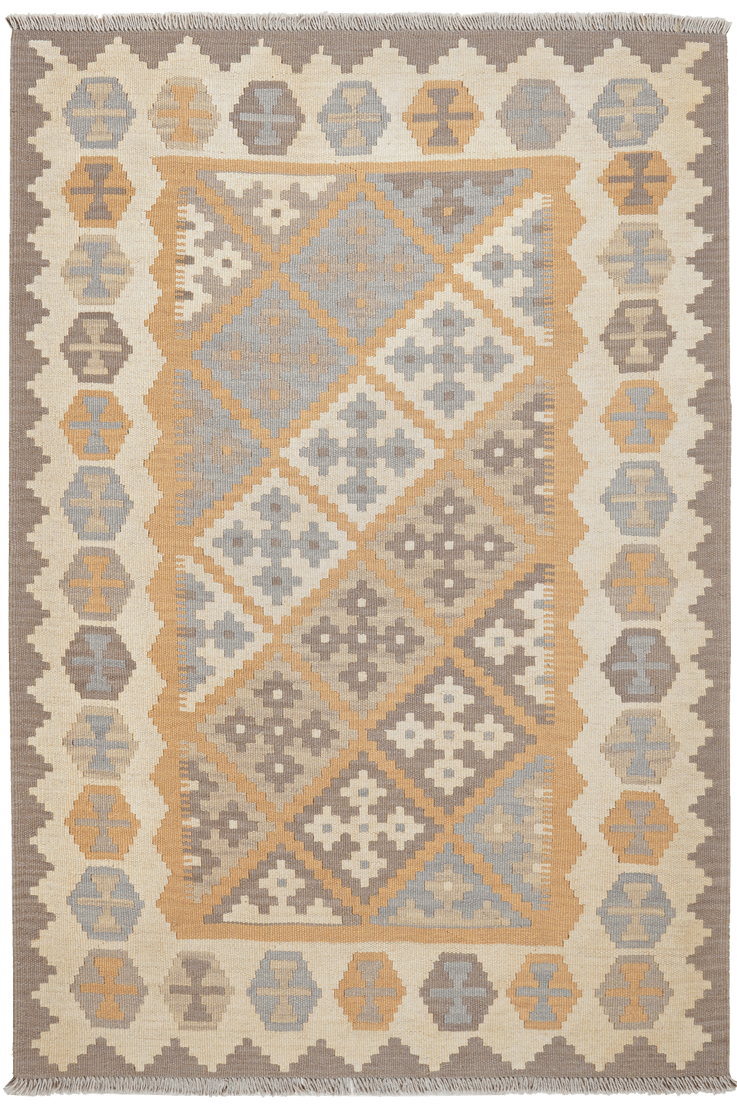 Kelim Gashgai — Handmade, 119x177 cm, Grey, 100% Virgin Wool | Main view