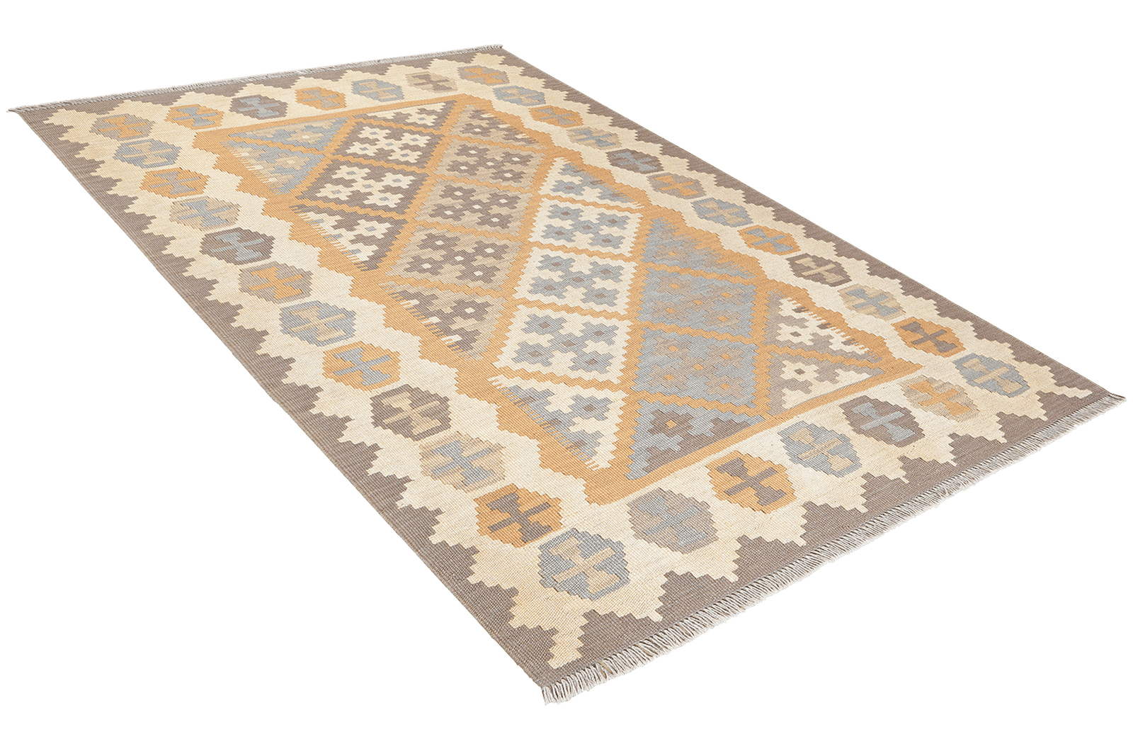 Kelim Gashgai — Handmade, 119x177 cm, Grey, 100% Virgin Wool | View 4