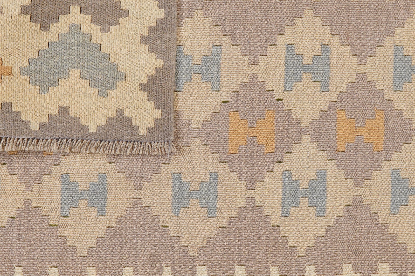 Kelim Gashgai — Handmade, 116x168 cm, Grey, 100% Virgin Wool | View 6