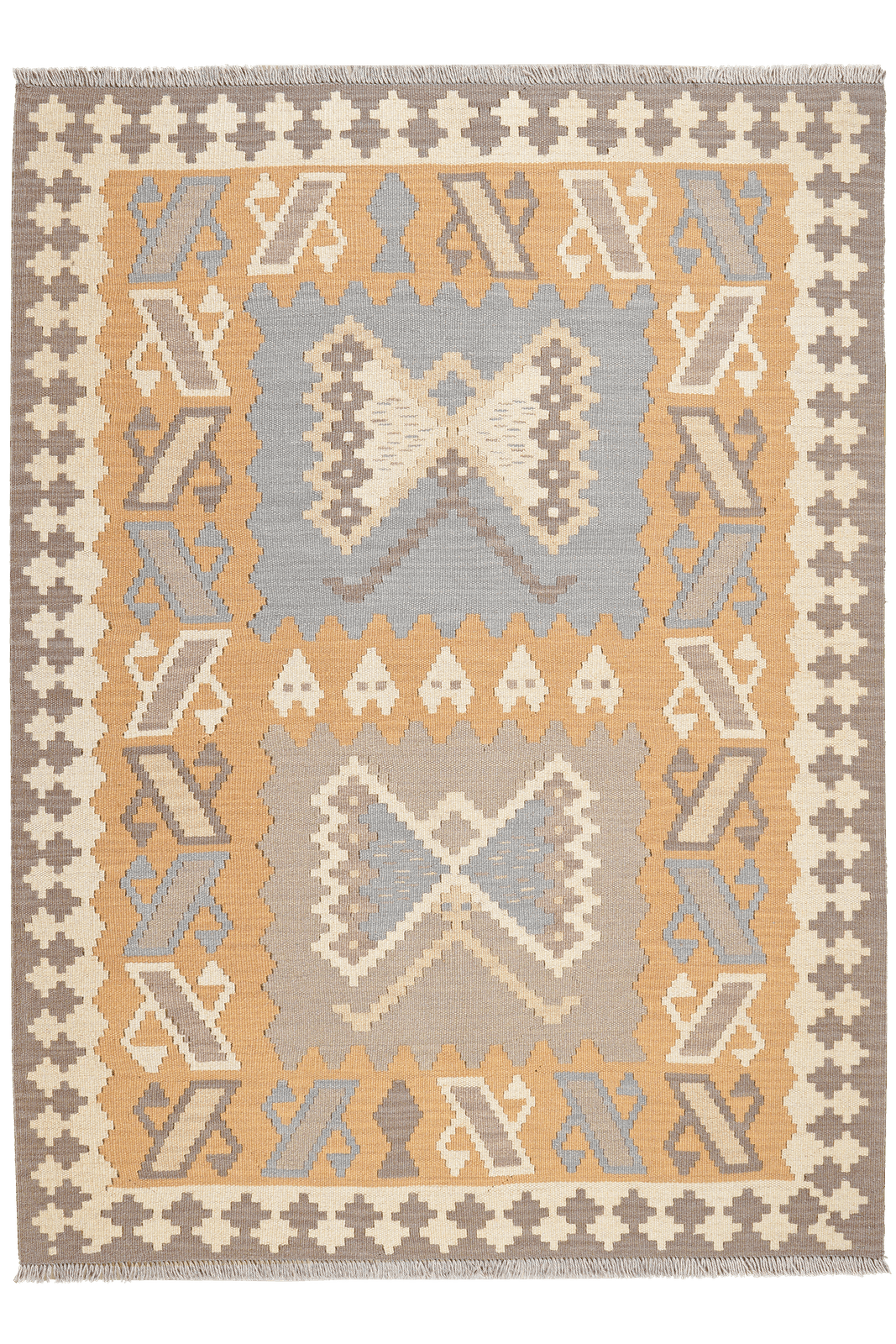 Kelim Gashgai — Handmade, 123x169 cm, Grey, 100% Virgin Wool | Main view