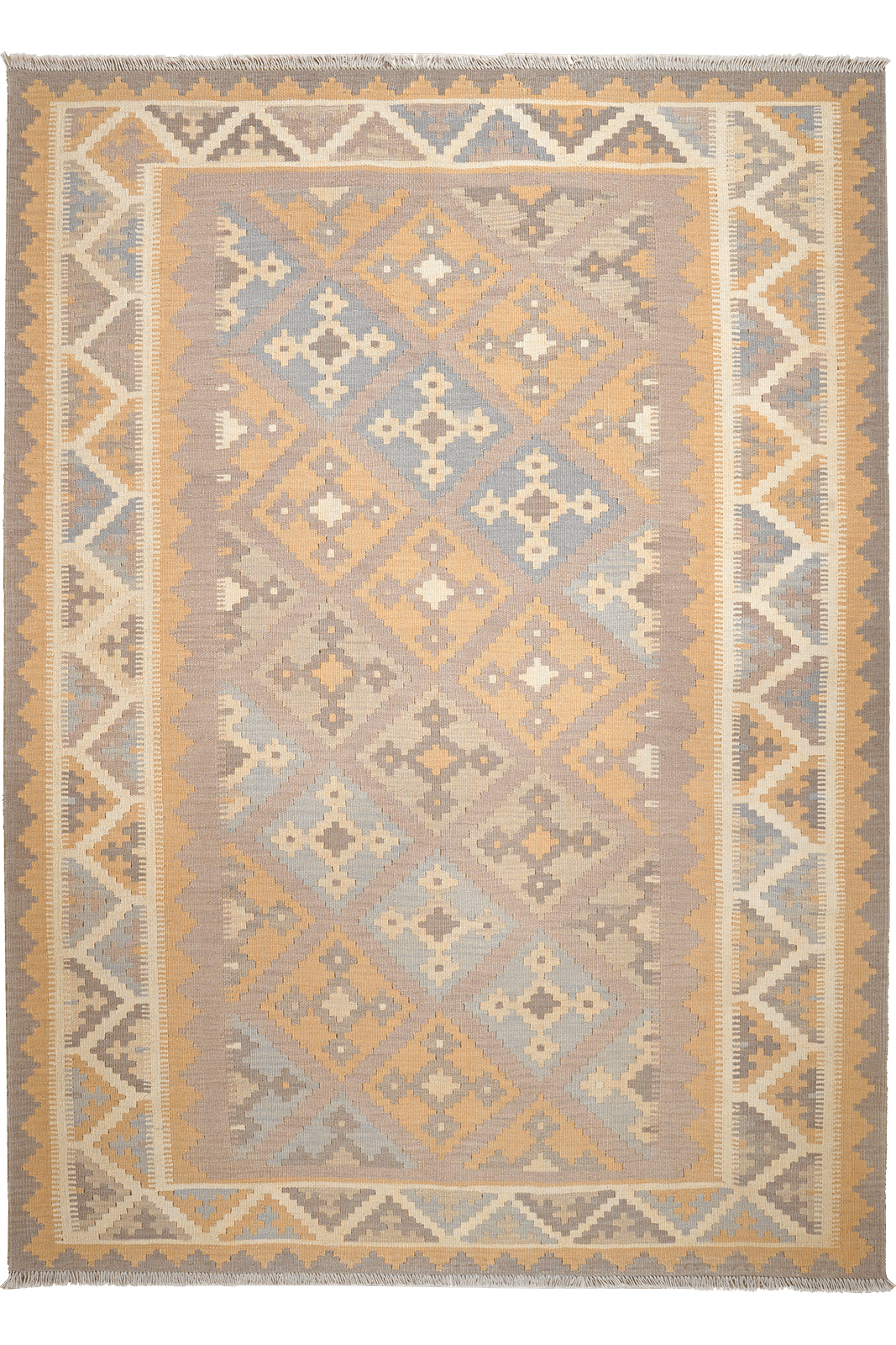 Kelim Gashgai — Handmade, 180x249 cm, Grey, 100% Virgin Wool | Main view