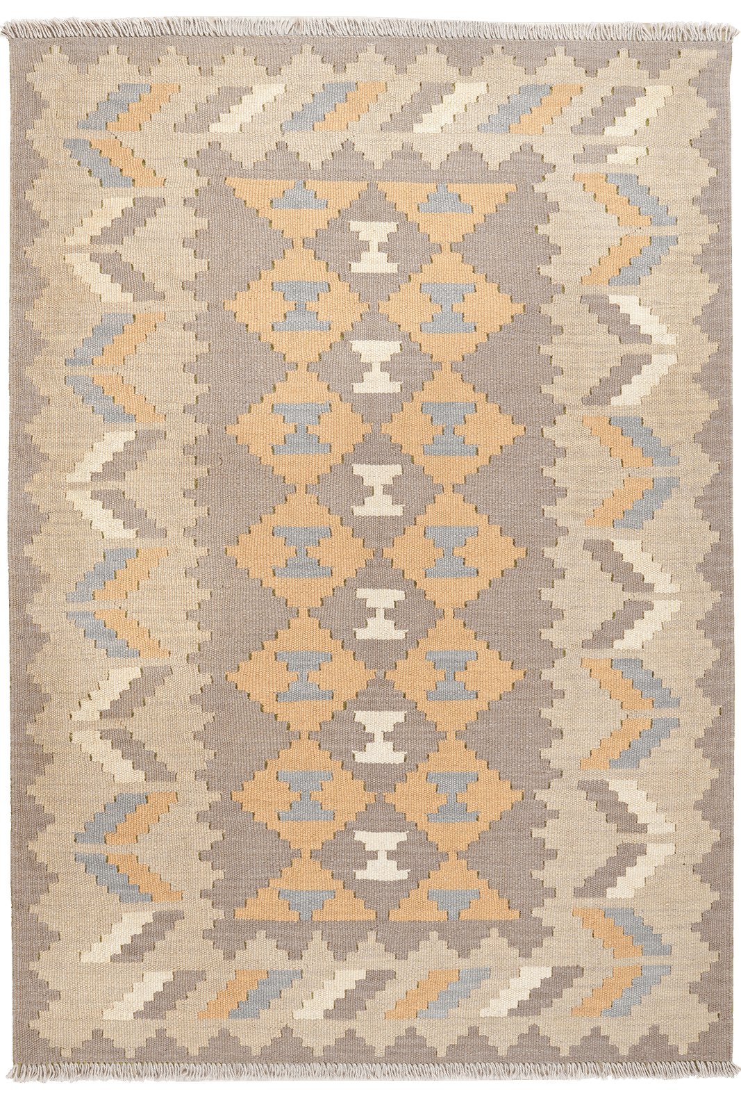 Kelim Gashgai — Handmade, 119x170 cm, Grey, 100% Virgin Wool | Main view