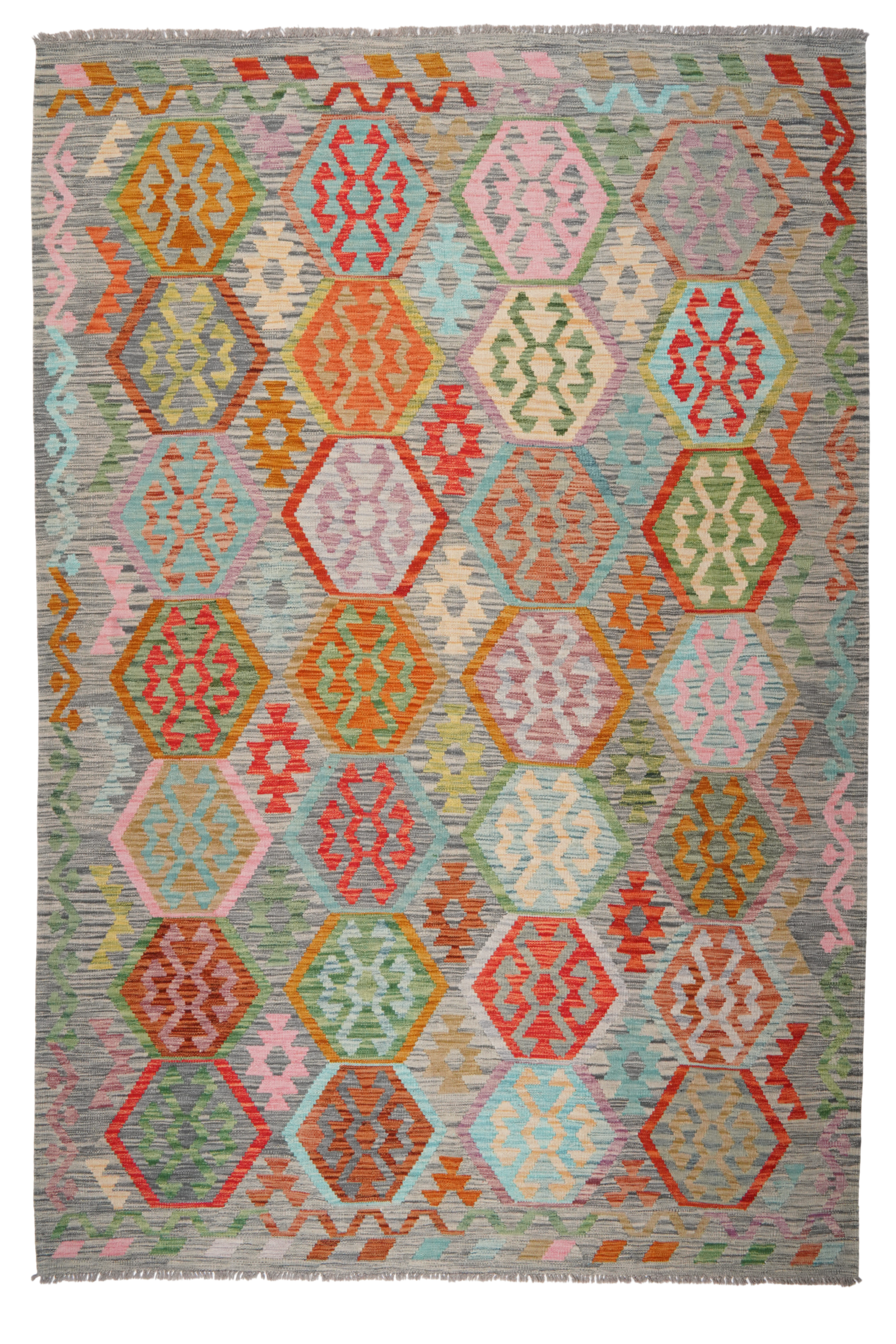 Kelim Sahara — Handgefertigt, 294x202 cm, Bunt, 100% Virgin Wool | Main view