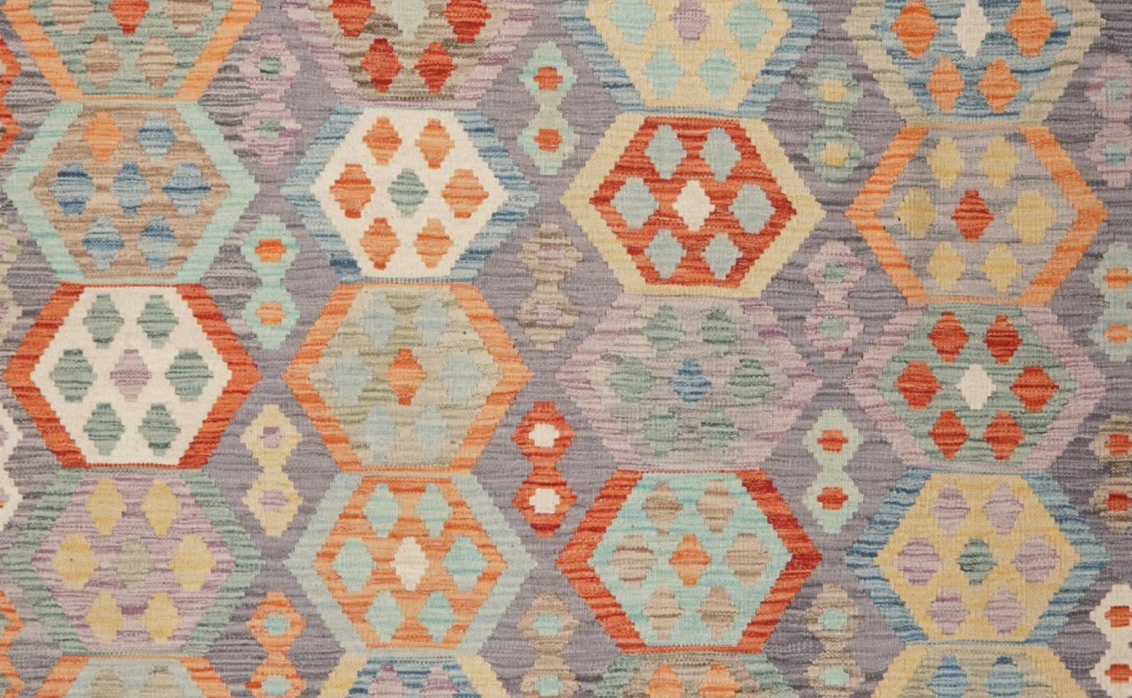 Kelim — Handmade, 205x296 cm, Grey, 100% Virgin Wool | View 4