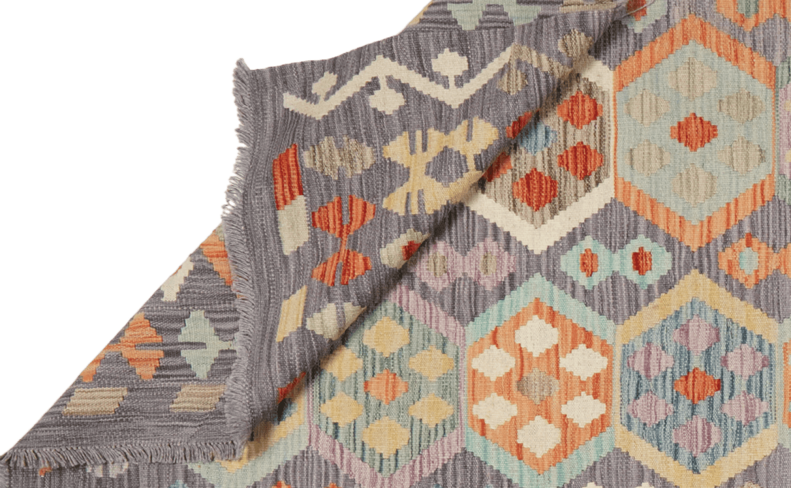 Kelim — Handmade, 205x296 cm, Grey, 100% Virgin Wool | View 5