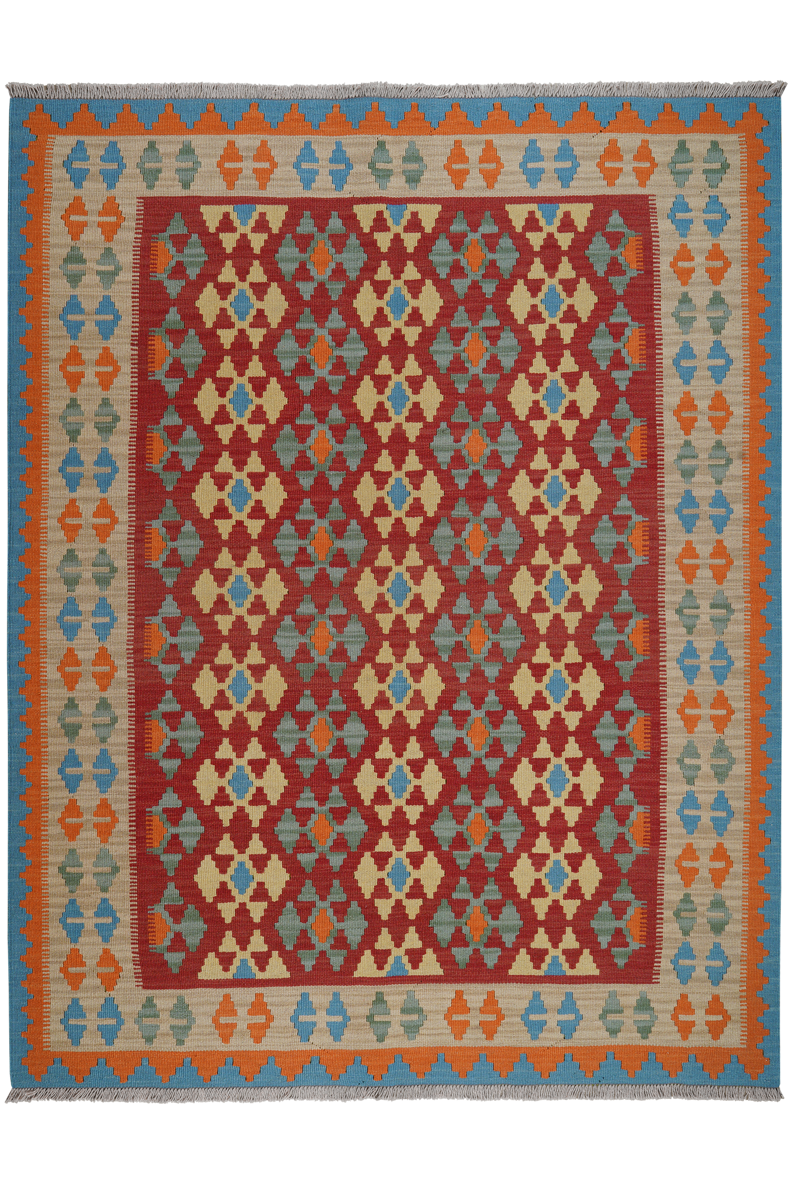 Kelim Gashgai — Handgefertigt, 199x157 cm, Beige, 100% Virgin Wool | Main view