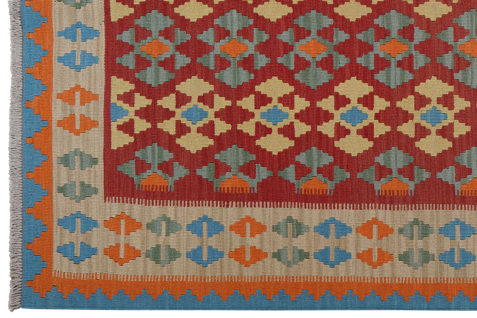 Kelim Gashgai — Handgefertigt, 199x157 cm, Beige, 100% Virgin Wool | View 4