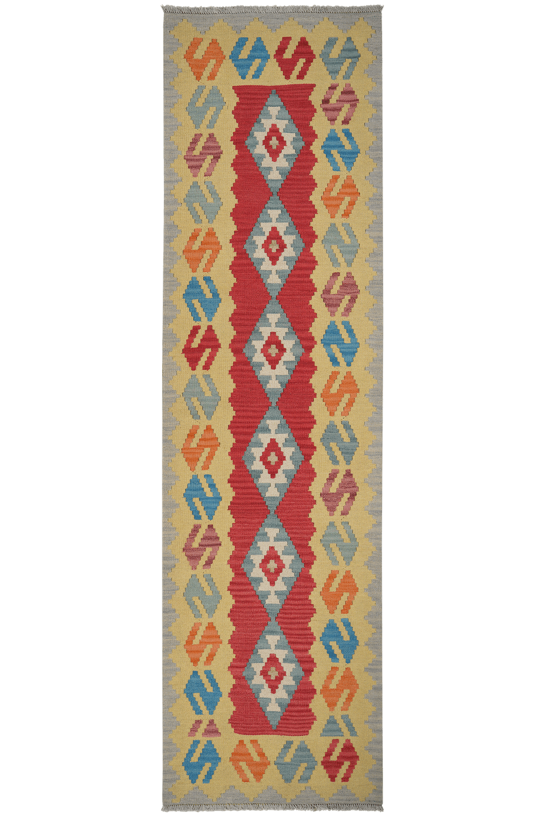 Kelim Gashgai — Handmade, 82x300 cm, Red, 100% Virgin Wool | Main view