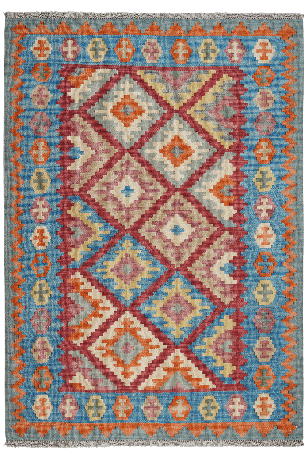 Kelim Gashgai — Handmade, 130x184 cm, Red, 100% Virgin Wool | Main view