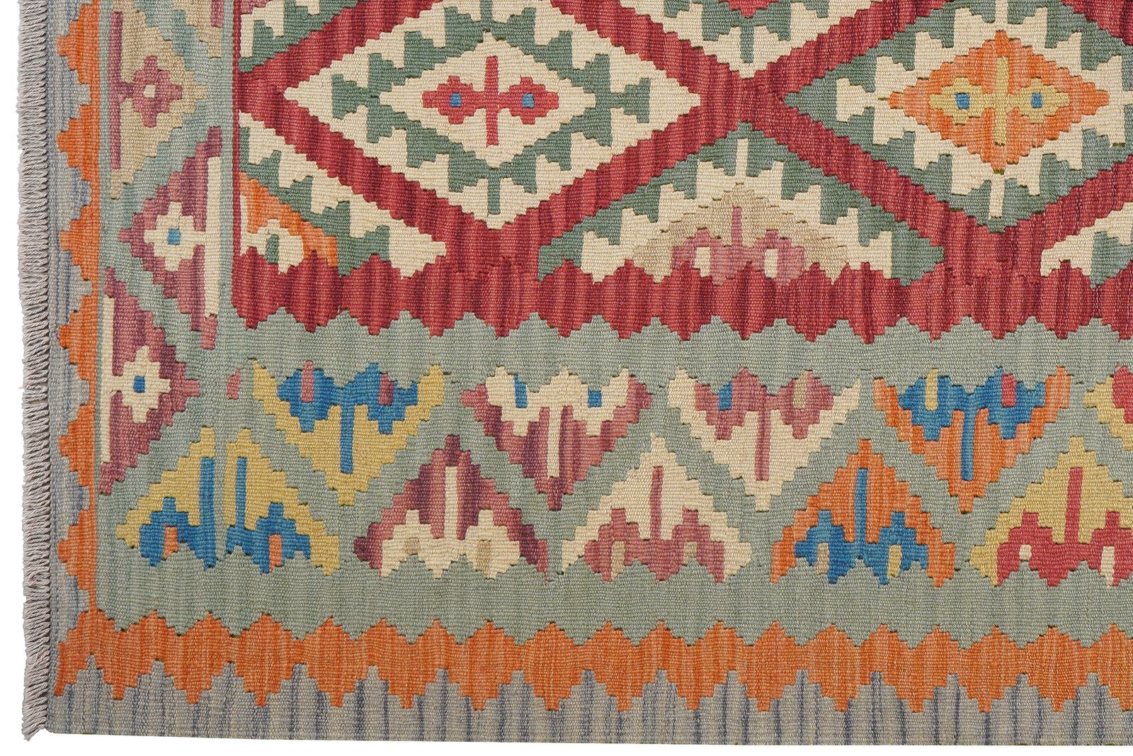 Kelim Gashgai — Handmade, 158x197 cm, Red, 100% Virgin Wool | View 3