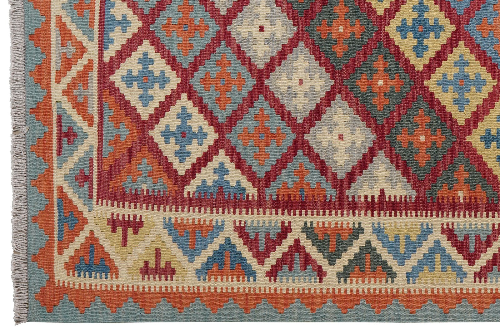 Kelim Gashgai — Handmade, 158x198 cm, Red, 100% Virgin Wool | View 3