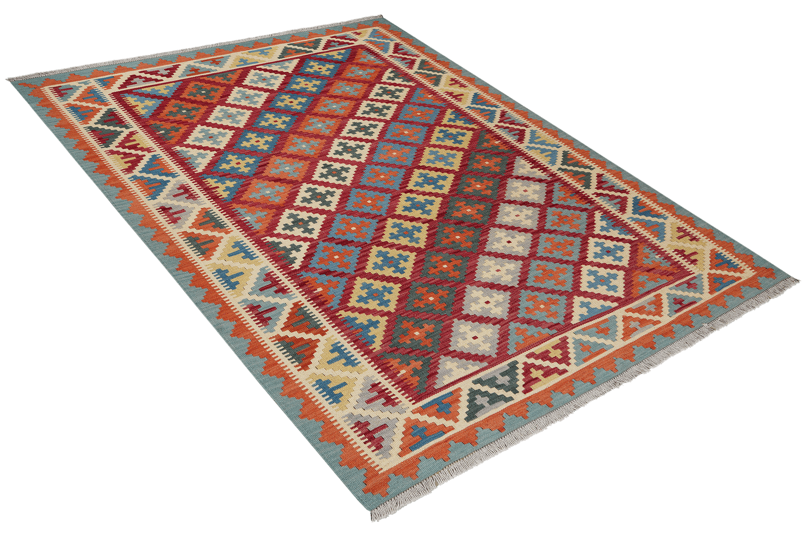 Kelim Gashgai — Handmade, 158x198 cm, Red, 100% Virgin Wool | View 4