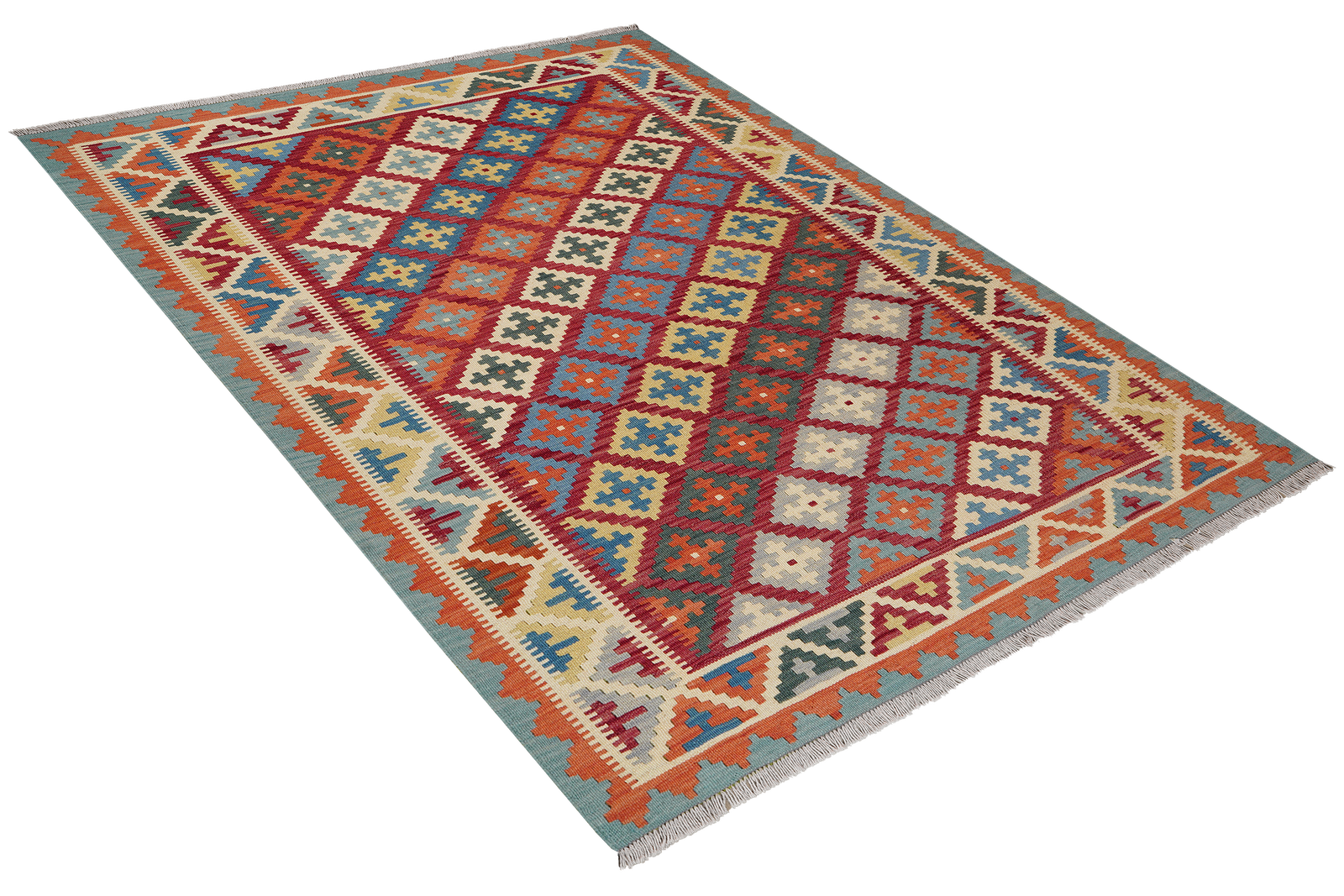 Kelim Gashgai — Handgefertigt, 198x158 cm, Beige, 100% Virgin Wool | View 5