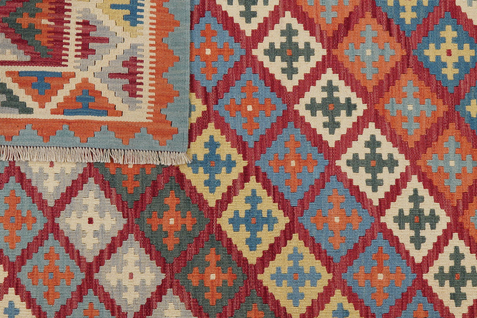 Kelim Gashgai — Handgefertigt, 198x158 cm, Beige, 100% Virgin Wool | View 7