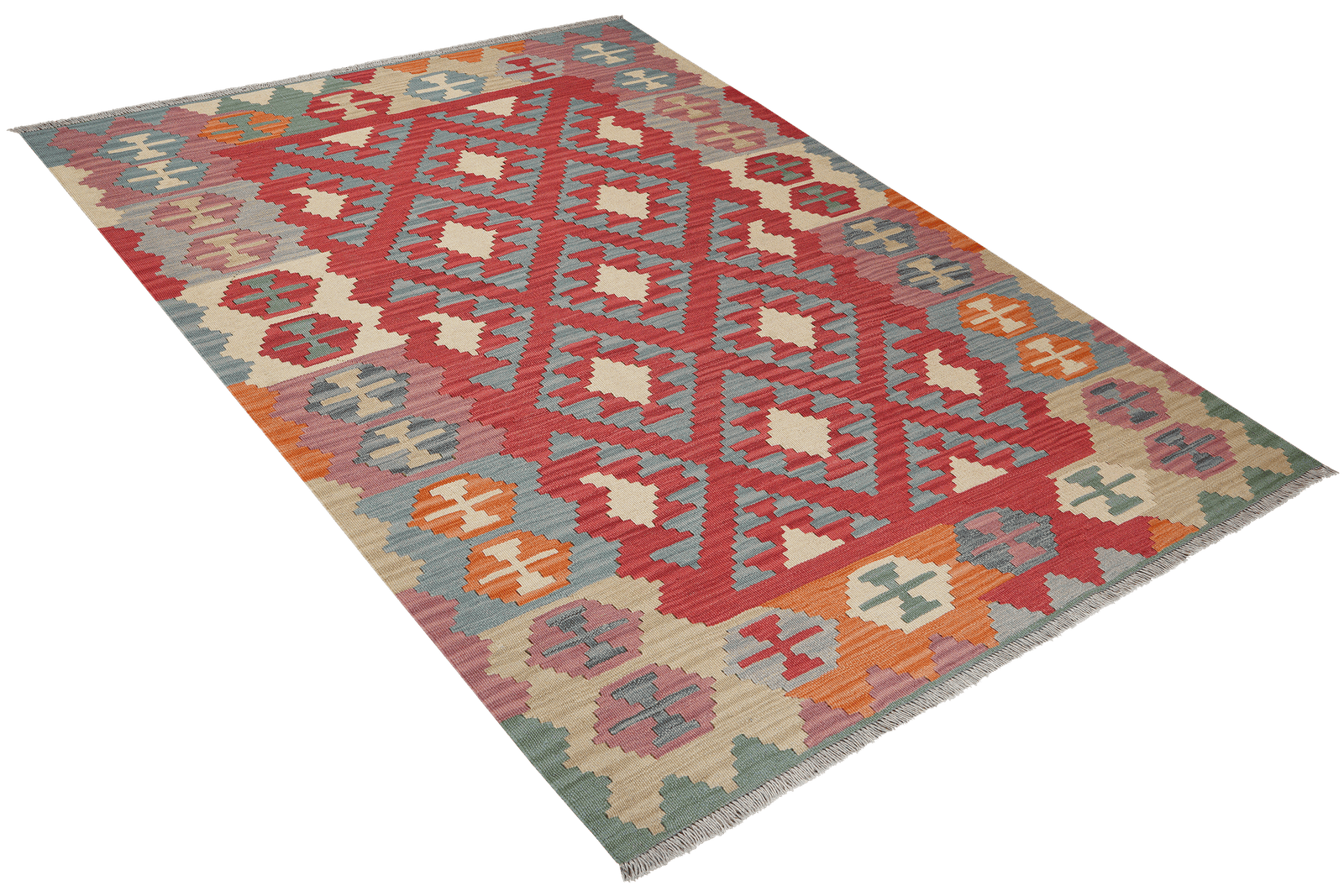 Kelim Gashgai — Handmade, 156x211 cm, Red, 100% Virgin Wool | View 4