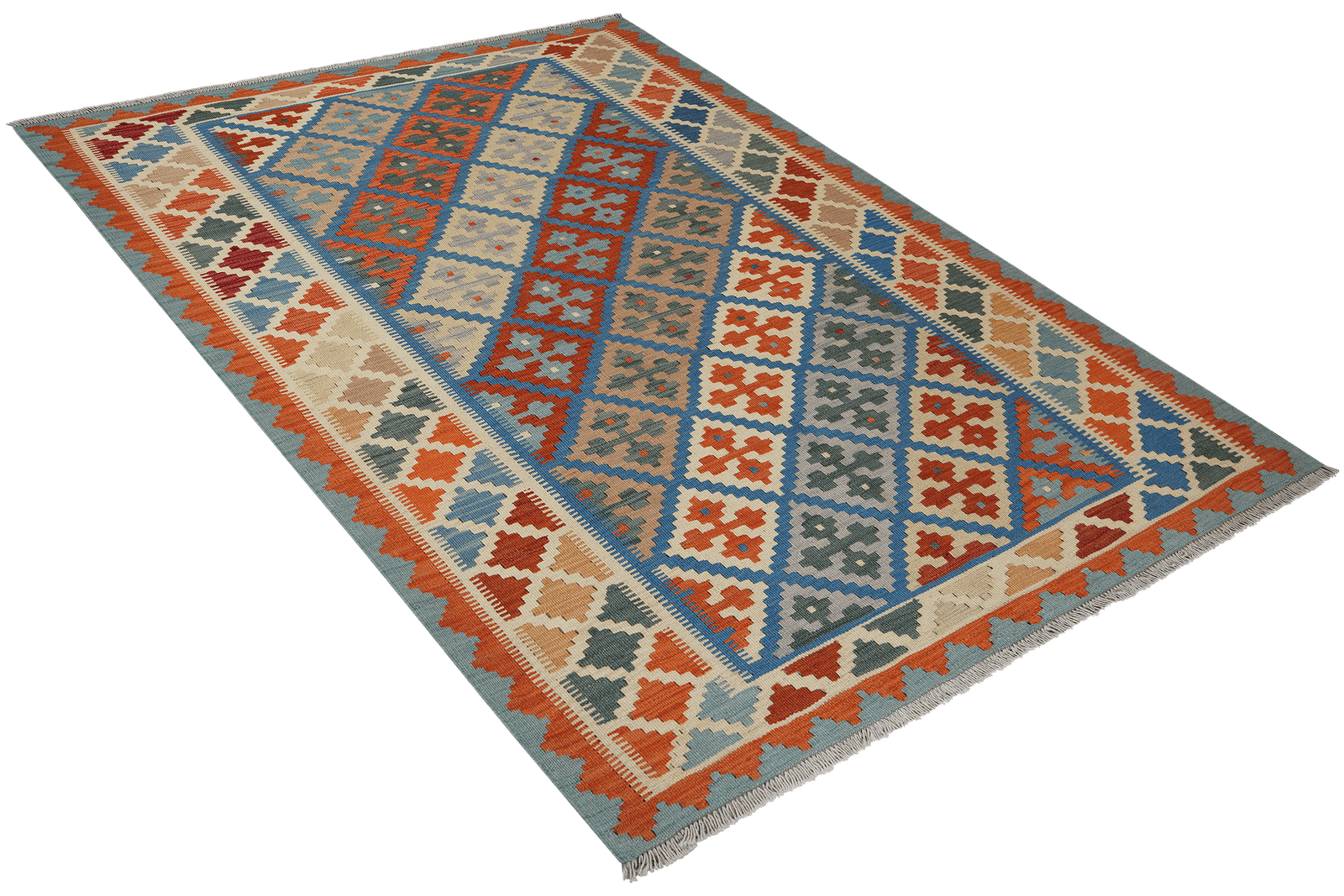 Kelim Gashgai — Handmade, 157x213 cm, Blue, 100% Virgin Wool | View 4