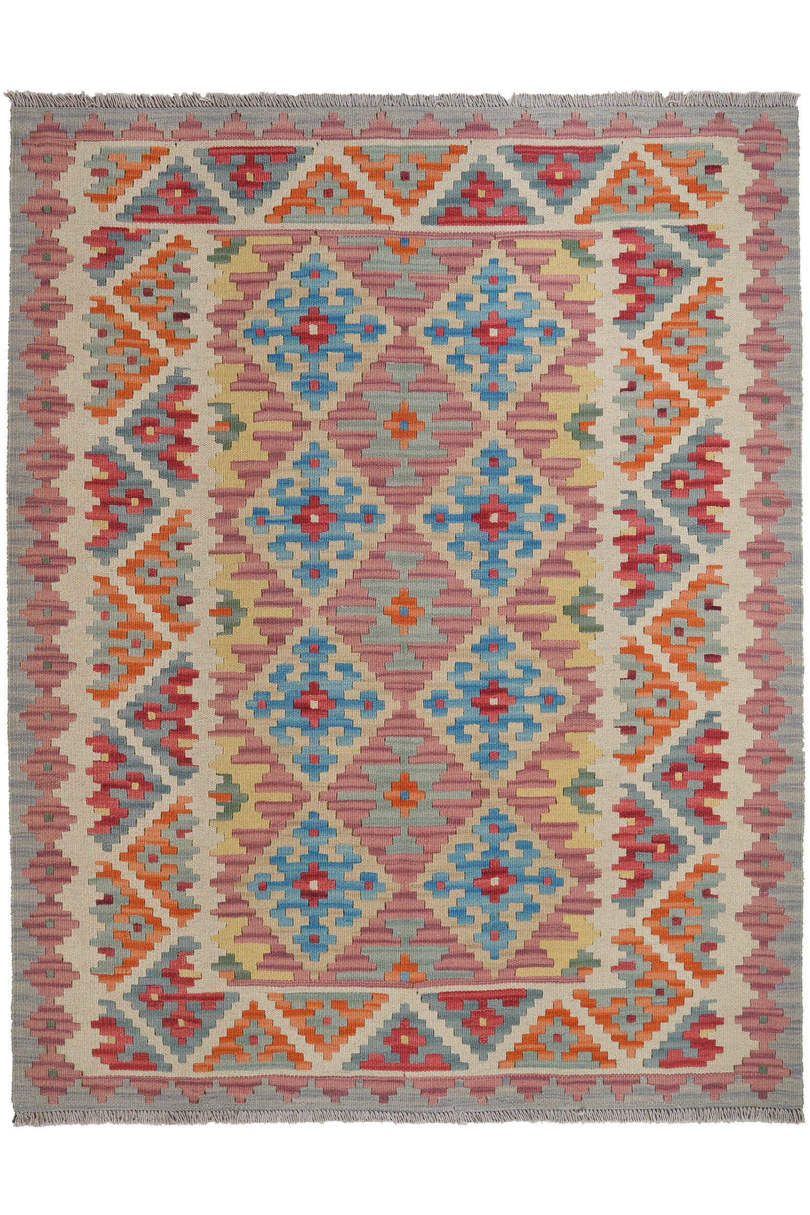 Kelim Gashgai — Handgefertigt, 200x155 cm, Beige, 100% Virgin Wool | Main view