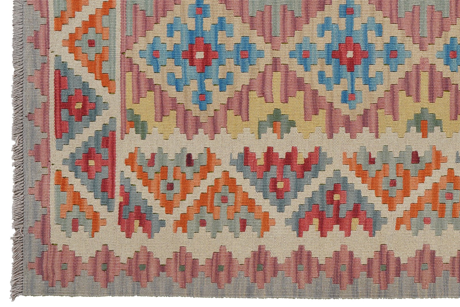 Kelim Gashgai — Handmade, 155x200 cm, Pink, 100% Virgin Wool | View 3